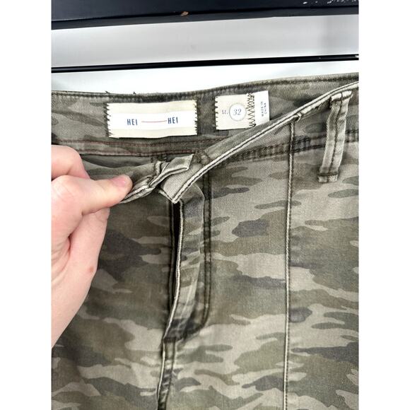 Hei Hei Anthropologie Jeans Camo Cargo Utility Pockets Slim Twill Khaki Denim 32 - Picture 7 of 10
